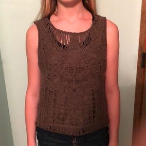 Green tank top with knitted front